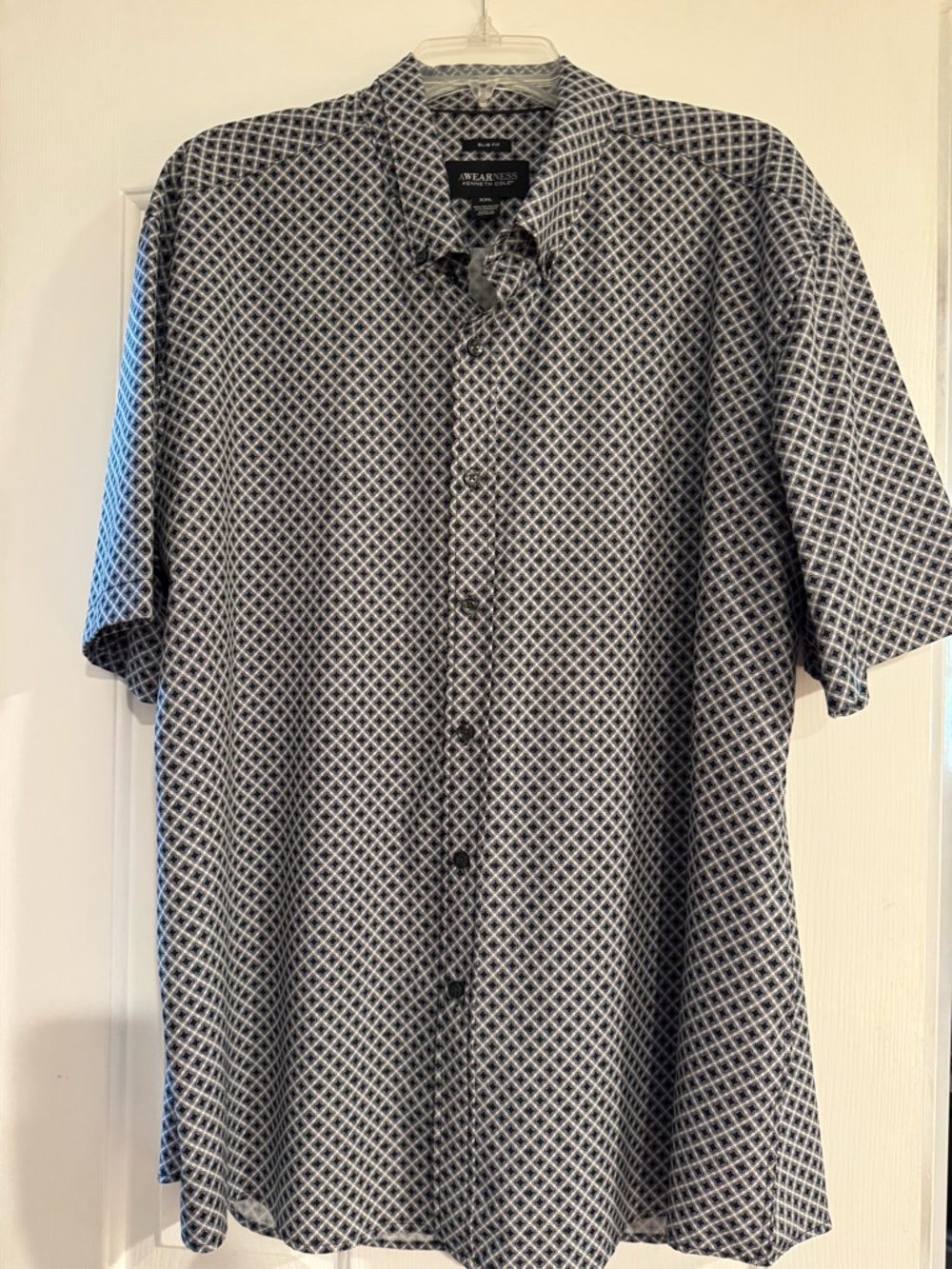 Kenneth Cole Short Sleeve Geometric Button-Down Shirt - Black & White